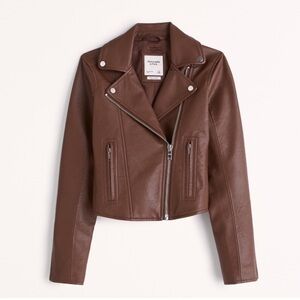 Abercrombie & Fitch Brown Vegan Leather Moto Jacket